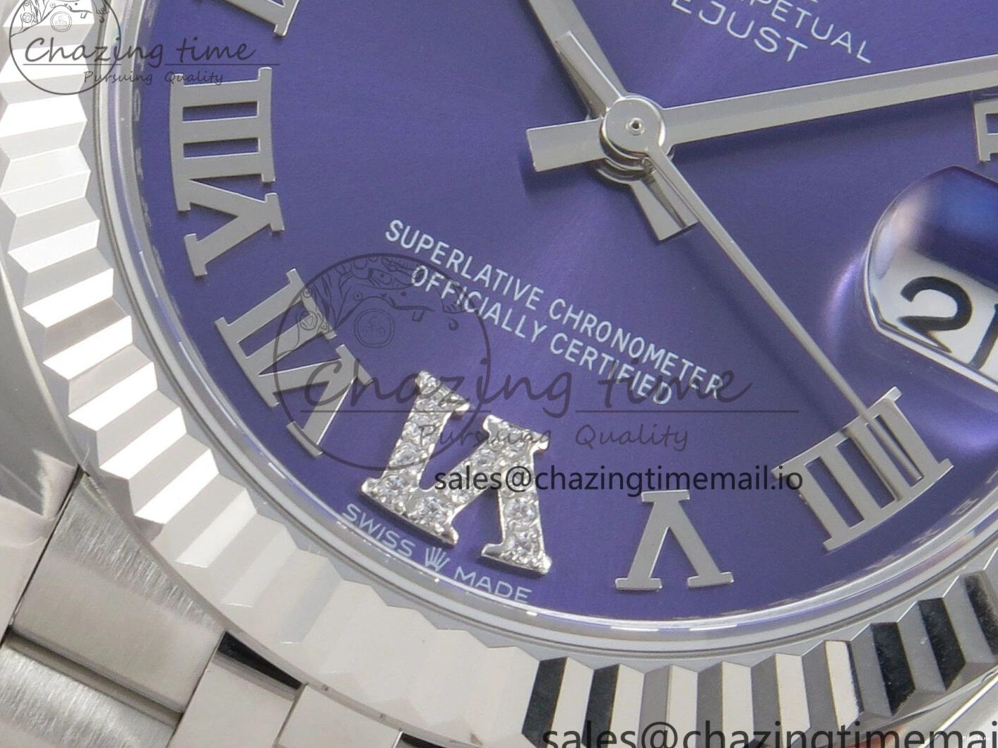 MiroTime 0114 DateJust 31 278274 THBF 1:1 Best Edition 904L Steel Purple Roman Dial on SS Jubilee Bracelet HZ Cal. Breathable 43